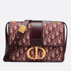 Dior 30 Montaigne Bag In Burgundy Oblique Jacquard Canvas TDBS2734