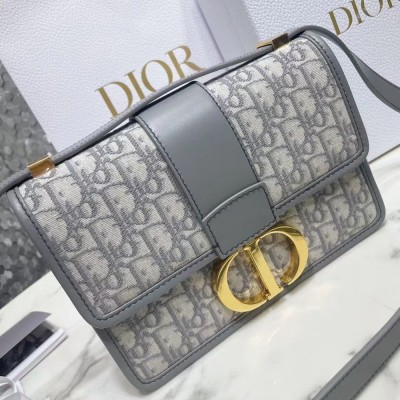 Dior 30 Montaigne Bag In Grey Oblique Jacquard Canvas TDBS2736