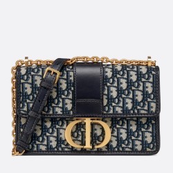 Dior 30 Montaigne Bag with Chain in Blue Oblique Jacquard TDBS2739