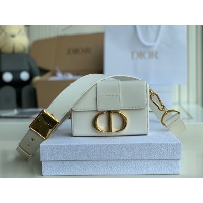 Dior 30 Montaigne Box Bag In White Box Calfskin TDBS2745