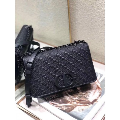 Dior 30 Montaigne Chain Bag In Black Braided Lambskin TDBS2746