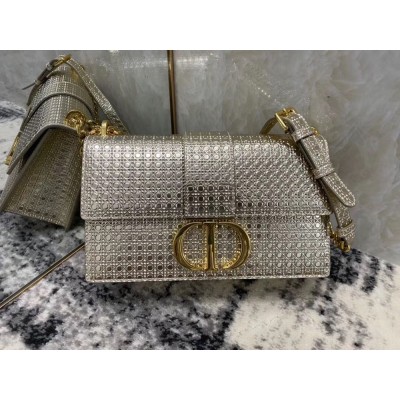 Dior 30 Montaigne Chain Bag In Metallic Gold Calfskin TDBS2747