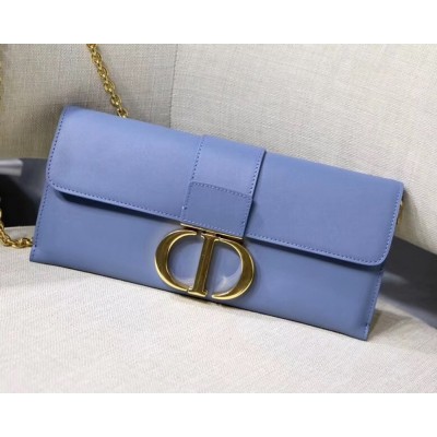 Dior 30 Montaigne Clutch Bag In Denim Blue Calfskin TDBS2751