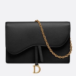 Dior Black Calskin Saddle Chain Clutch TDBS25401