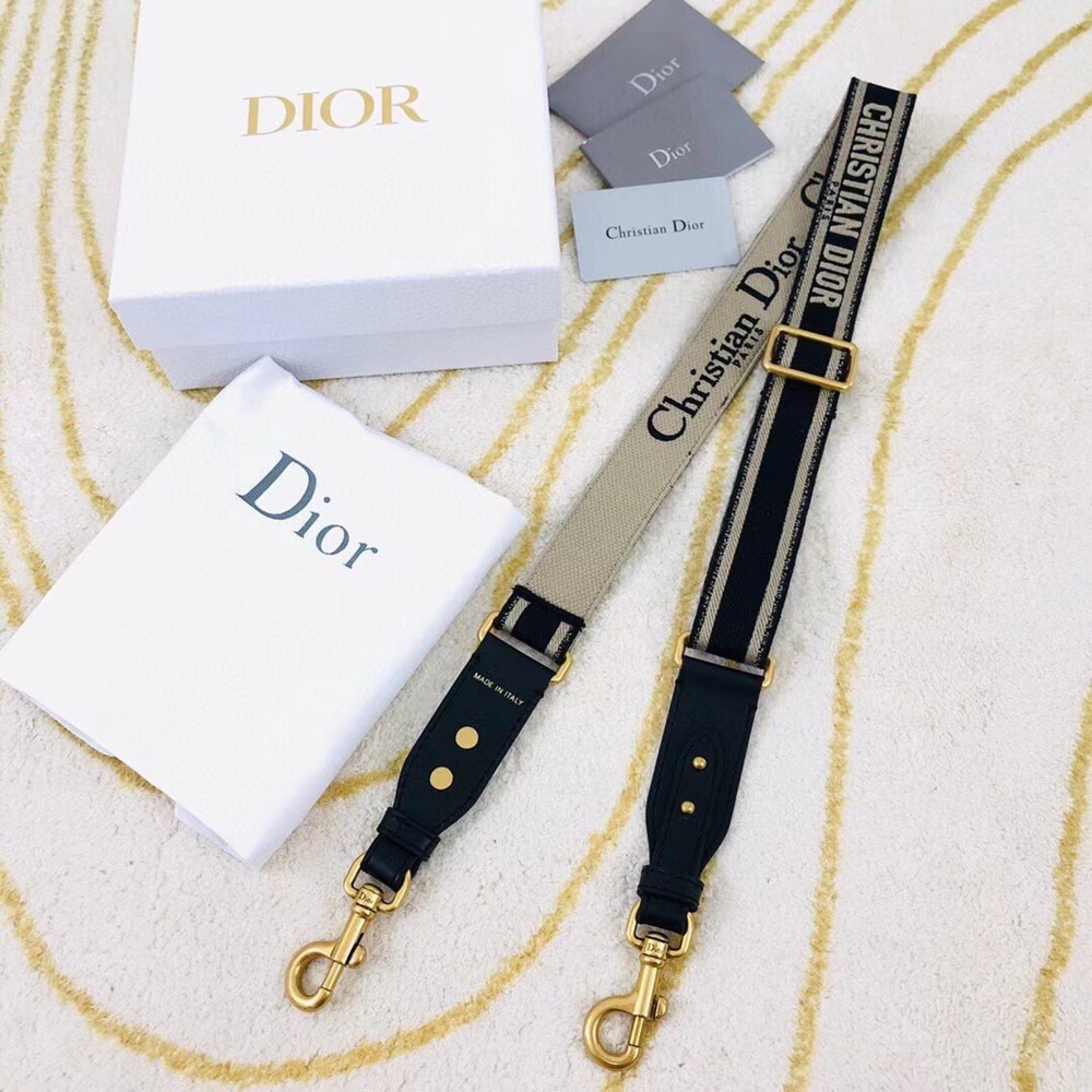 Dior Black Embroidery Adjustable Shoulder Strap TDBS25480