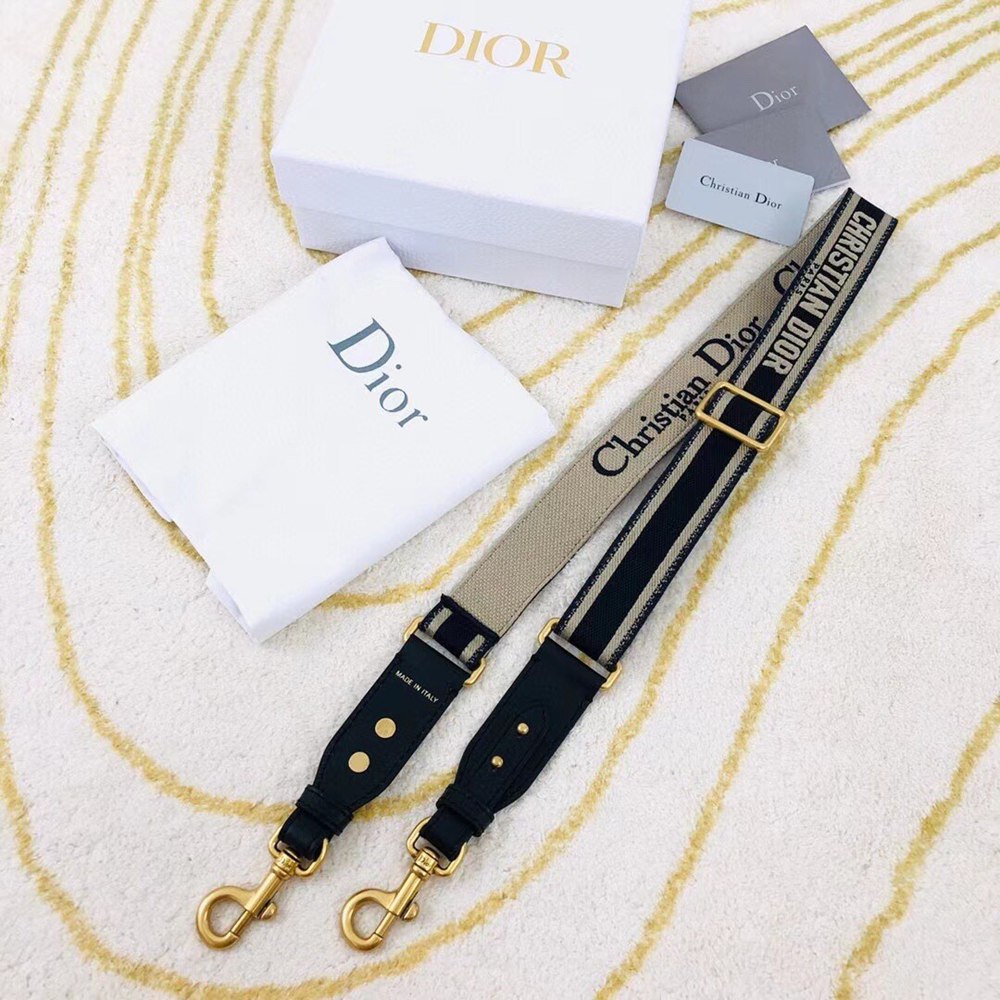 Dior Blue Embroidery Adjustable Shoulder Strap TDBS25484