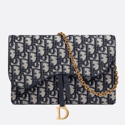 Dior Blue Oblique Saddle Chain Clutch TDBS25402