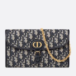 Dior Bobby East-West Chain Pouch in Blue Oblique Jacquard TDBS25375