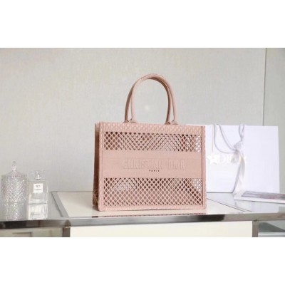 Dior Book Tote Bag In Beige Mesh Embroidery TDBS2820