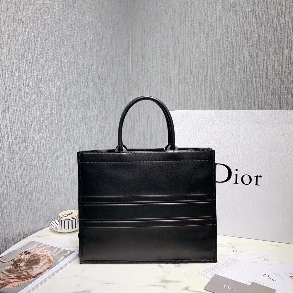 Dior Book Tote Bag In Black Smooth Calfskin TDBS2825