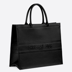 Dior Book Tote Bag In Black Smooth Calfskin TDBS2825