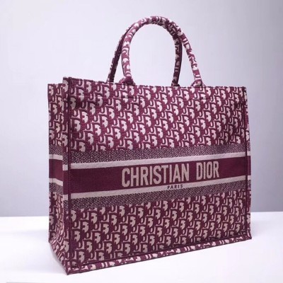 Dior Book Tote Bag In Bordeaux Oblique Canvas TDBS2839