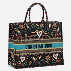 Dior Book Tote Bag In Flowers And Hearts Canvas TDBS2844