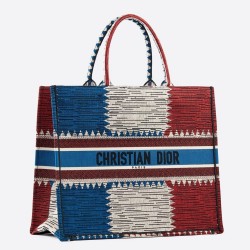 Dior Book Tote Bag In French Flag Embroidered Canvas TDBS2845