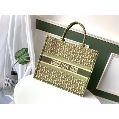 Dior Book Tote Bag In Green Oblique Canvas TDBS2848