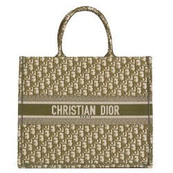 Dior Book Tote Bag In Green Oblique Canvas TDBS2848