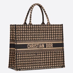 Dior Book Tote Bag In Houndstooth Embroidery Canvas TDBS2853