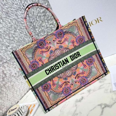 Dior Book Tote Bag In Multicolor Lights Embroidery TDBS2857