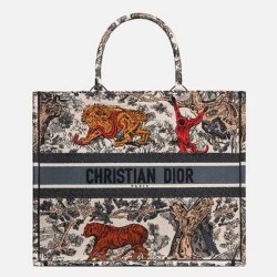 Dior Book Tote Bag In Multicolour Toile De Jouy TDBS2861