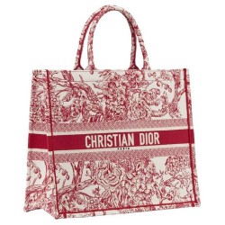 Dior Book Tote Bag In Red Hydrangea Flowers Canvas TDBS2865