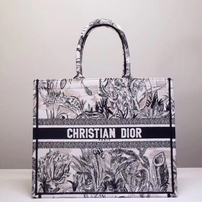 Dior Book Tote Bag In Toile de Jouy Carnivora Motif TDBS2867