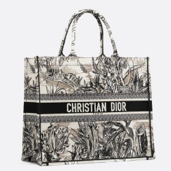 Dior Book Tote Bag In Toile de Jouy Carnivora Motif TDBS2867