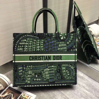 Dior Book Tote Dior Bag In Green Animals Embroidered Canvas  TDBS2872