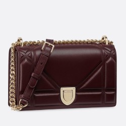 Dior Bordeaux Diorama Lambskin Bag With Large Cannage Motif TDBS25085