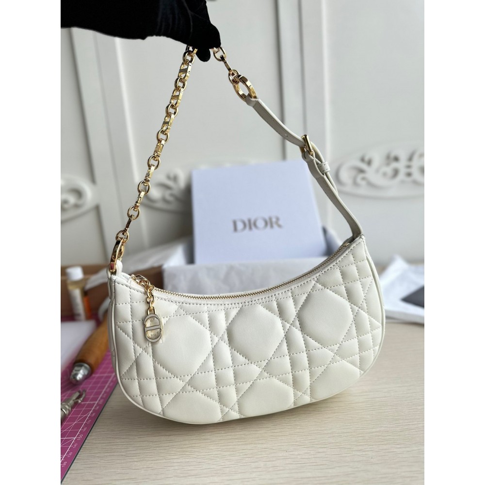 Dior CD Lounge Bag in White Macrocannage Lambskin TDBS25041