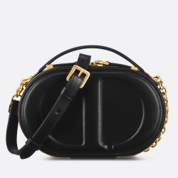 Dior CD Signature Oval Camera Bag in Black Calfskin TDBS25046