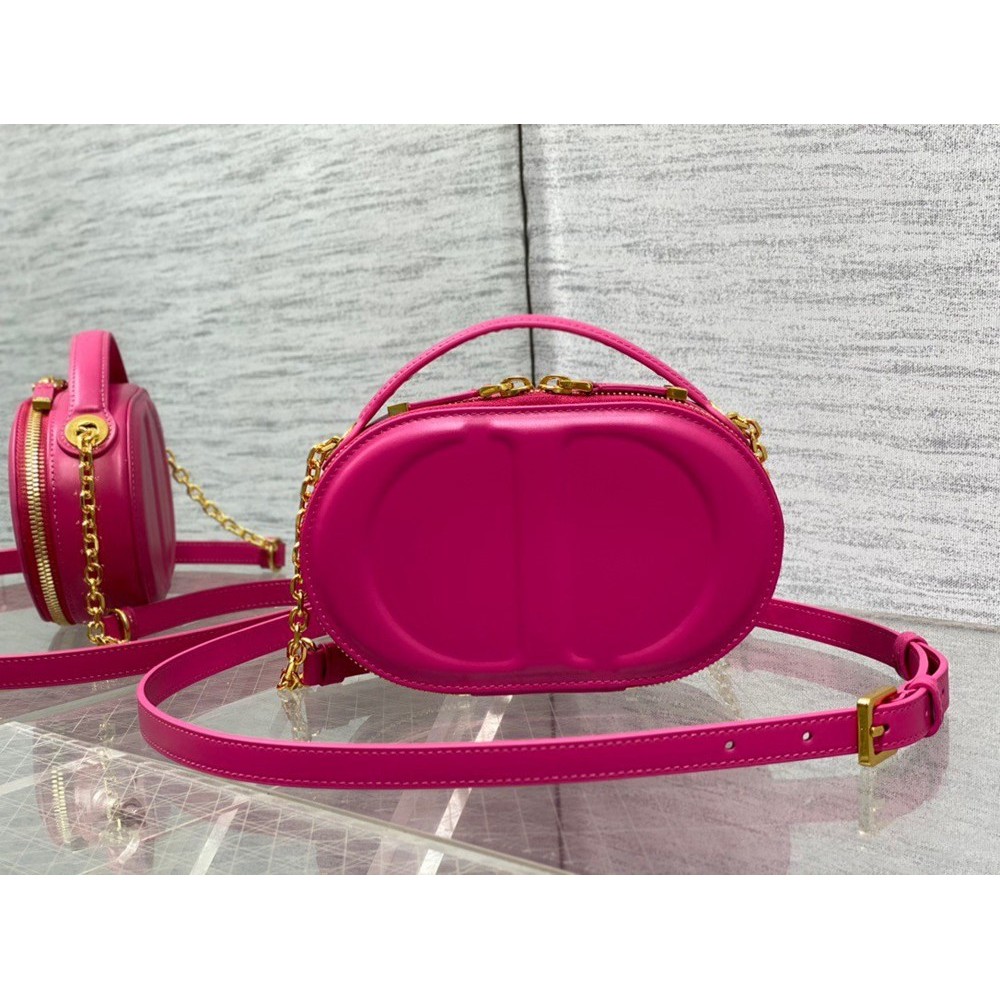 Dior CD Signature Oval Camera Bag in Rani Pink Calfskin TDBS25049