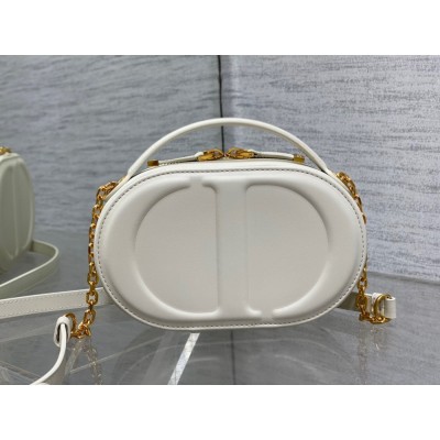 Dior CD Signature Oval Camera Bag in White Calfskin TDBS25050