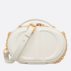 Dior CD Signature Oval Camera Bag in White Calfskin TDBS25050