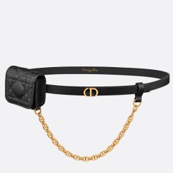 Dior Caro 15MM Belt with Removable Pouch in Black Calfskin TDBS25377