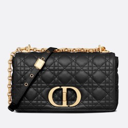 Dior Caro Medium Bag In Black Cannage Calfskin TDBS25016