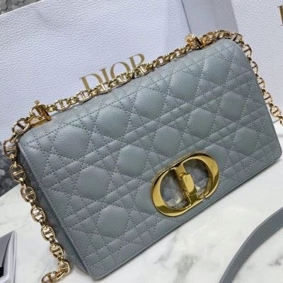 Dior Caro Medium Bag In Grey Cannage Calfskin TDBS25017