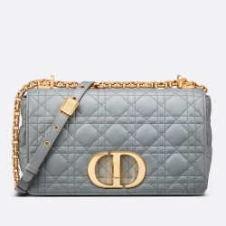 Dior Caro Medium Bag In Grey Cannage Calfskin TDBS25017