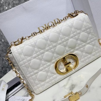 Dior Caro Medium Bag In White Cannage Calfskin TDBS25019