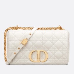 Dior Caro Medium Bag In White Cannage Calfskin TDBS25019