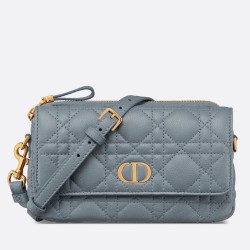 Dior Caro Pouch In Cloud Blue Cannage Calfskin TDBS25387