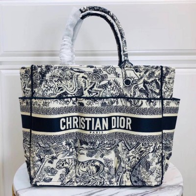 Dior Catherine Tote Bag In Blue Toile de Jouy Embroidery TDBS25534