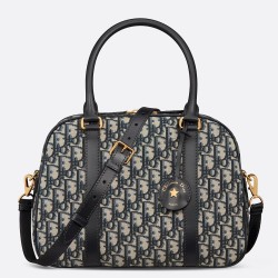 Dior D-Vibe Bowling Large Bag in Blue Oblique Jacquard TDBS25058