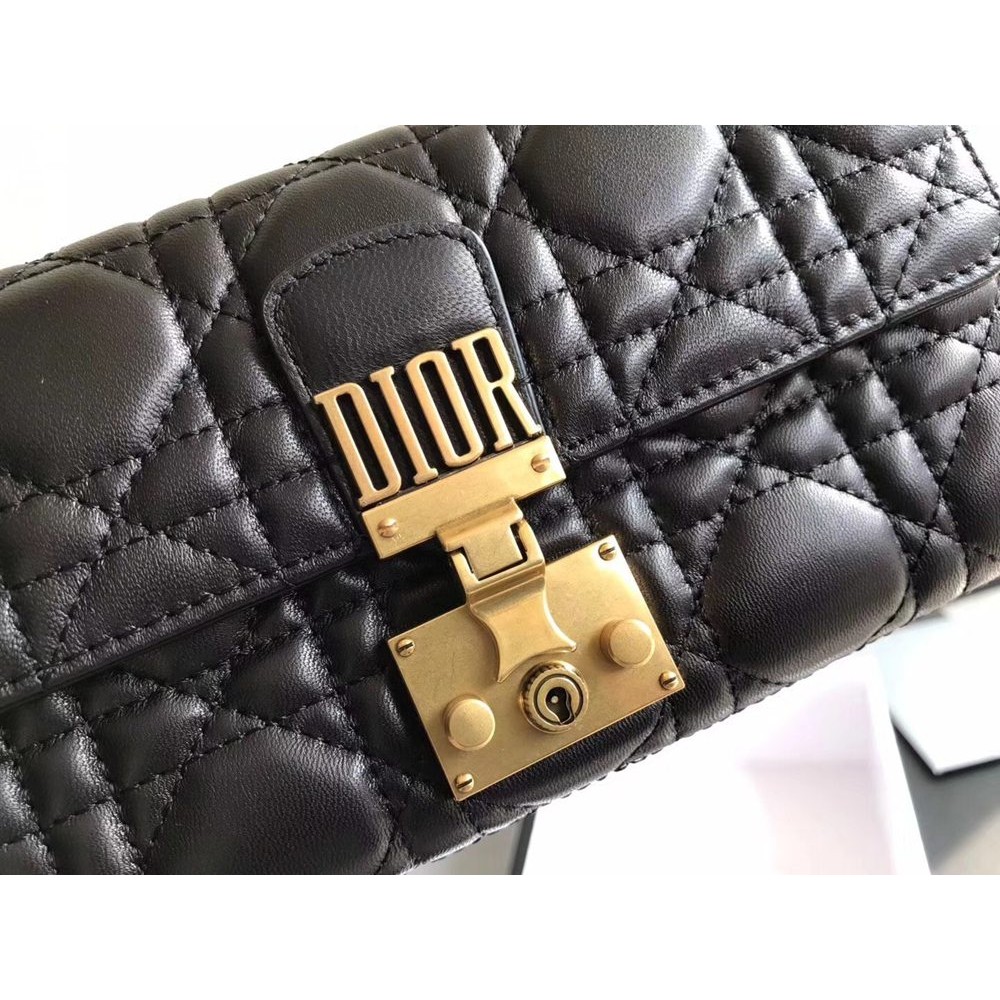 Dior DiorAddict Continental Wallet In Black Lambskin TDBS25553