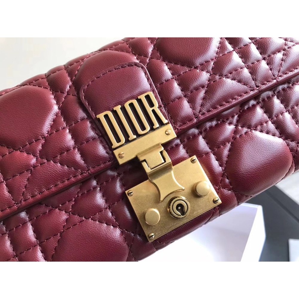 Dior DiorAddict Continental Wallet In Bordeaux Lambskin TDBS25554