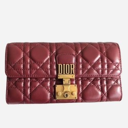 Dior DiorAddict Continental Wallet In Bordeaux Lambskin TDBS25554