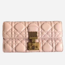 Dior DiorAddict Continental Wallet In Pink Lambskin TDBS25556