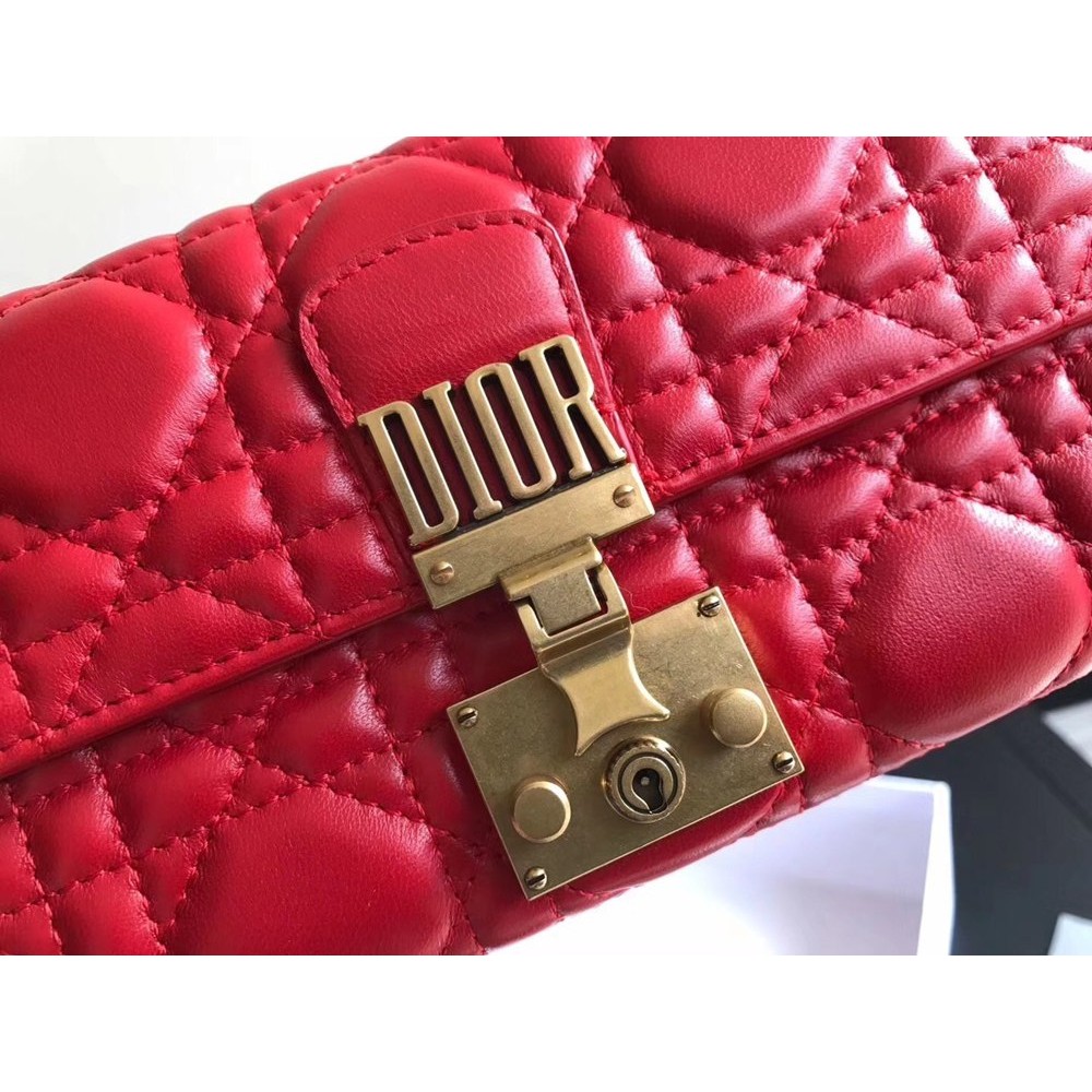 Dior DiorAddict Continental Wallet In Red Lambskin TDBS25557