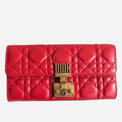 Dior DiorAddict Continental Wallet In Red Lambskin TDBS25557