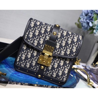 Dior DiorAddict Square Flap Bag In Blue Oblique Canvas TDBS25076