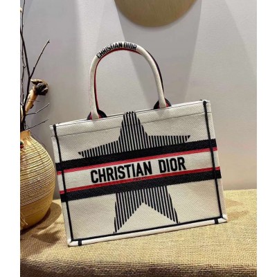 Dior DiorAlps Book Tote In White Three-Tone Embroidery TDBS2875